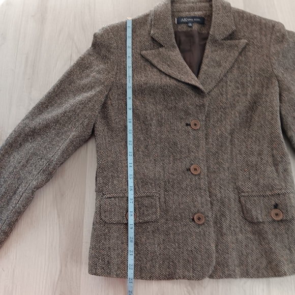Anne Klein Wool Blazer Brown Tweed Tan Red Herringbone Pockets Lined Size 8 - Picture 10 of 13